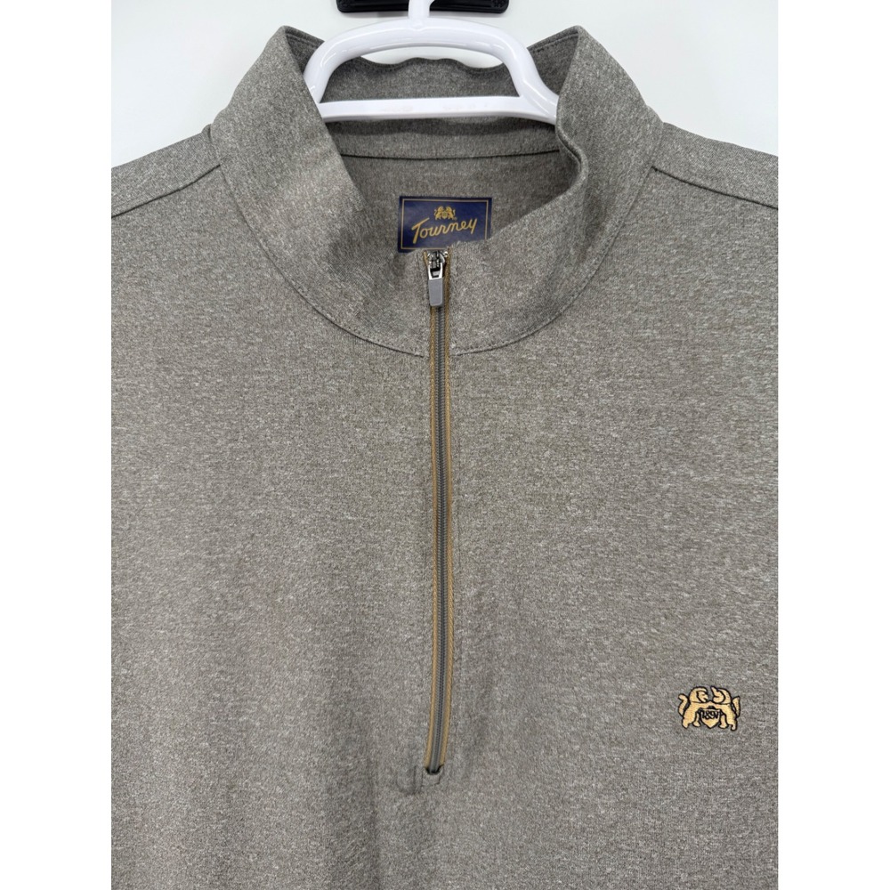 Tourney Mens XL Quarter‎ Zip Long Sleeve Pullover Gray Gold Logo Golf Outdoor